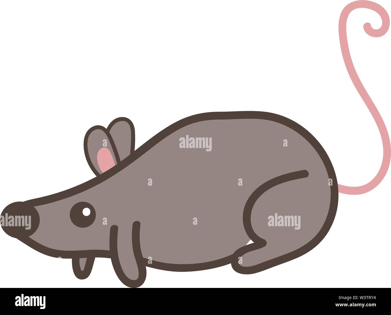 Little ugly mouse, illustration, vector on white background. Stock Vector