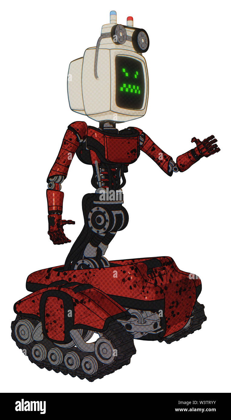 Automaton containing elements: old computer monitor, angry pixels face ...