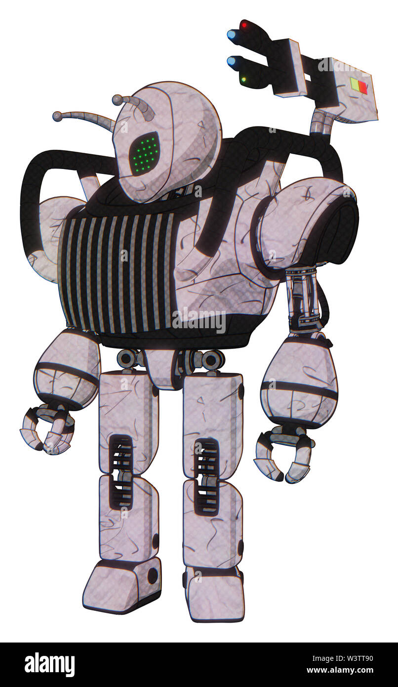 Android containing elements: grey alien style head, led array eyes, bug ...