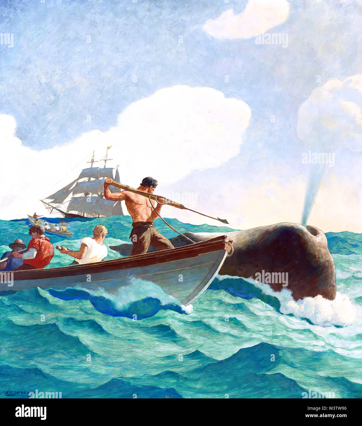 NC Wyeth The Story of Whaling Stock Photo