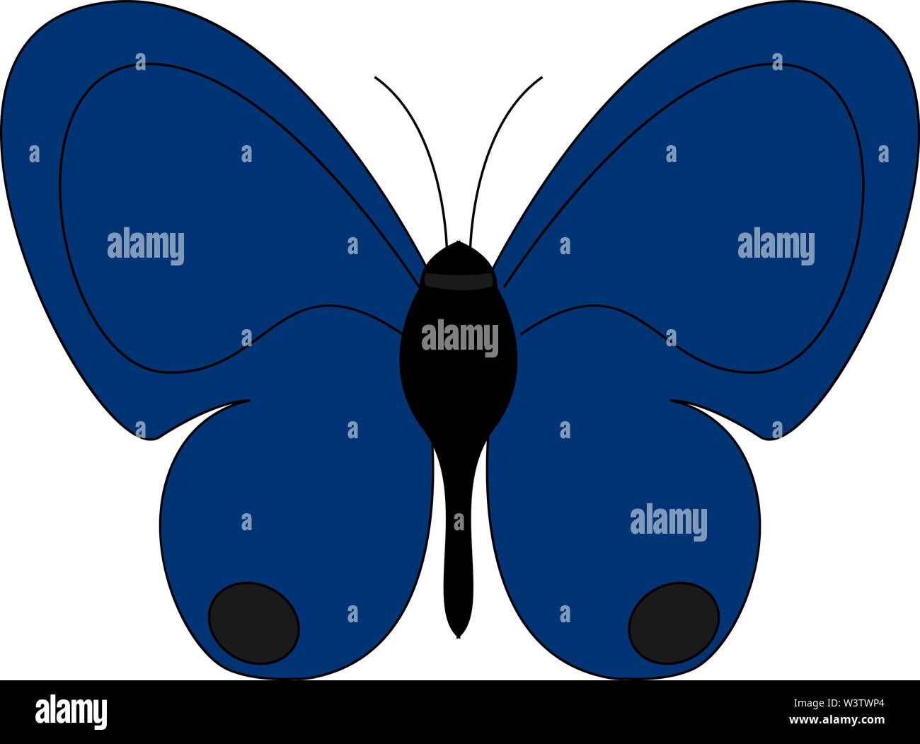 Cute blue butterfly, illustration, vector on white background. Stock Vector