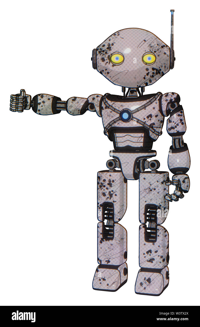 Android containing elements: oval wide head, yellow eyes, retro antenna ...