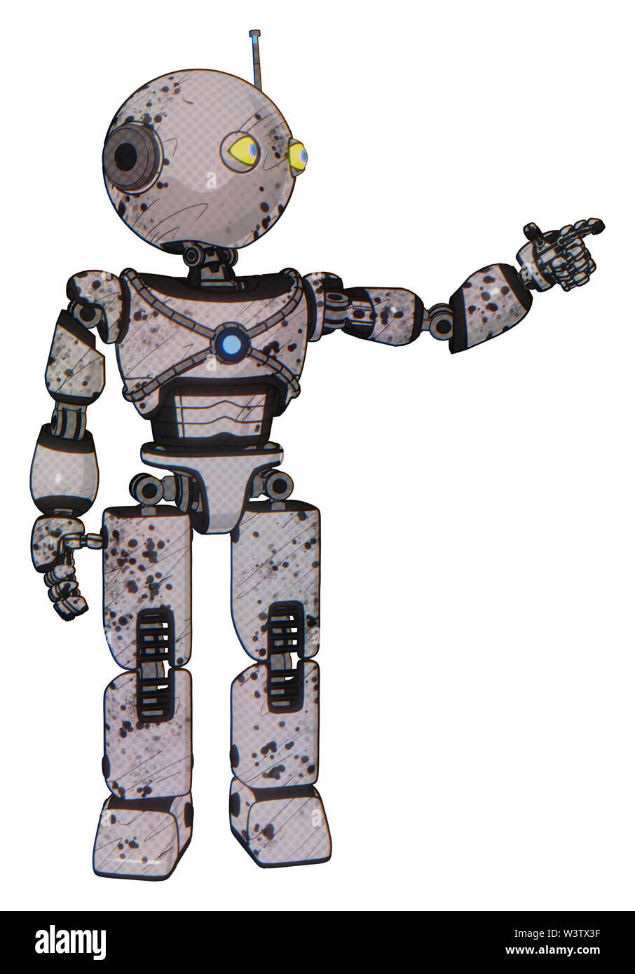 Android containing elements: oval wide head, yellow eyes, retro antenna ...