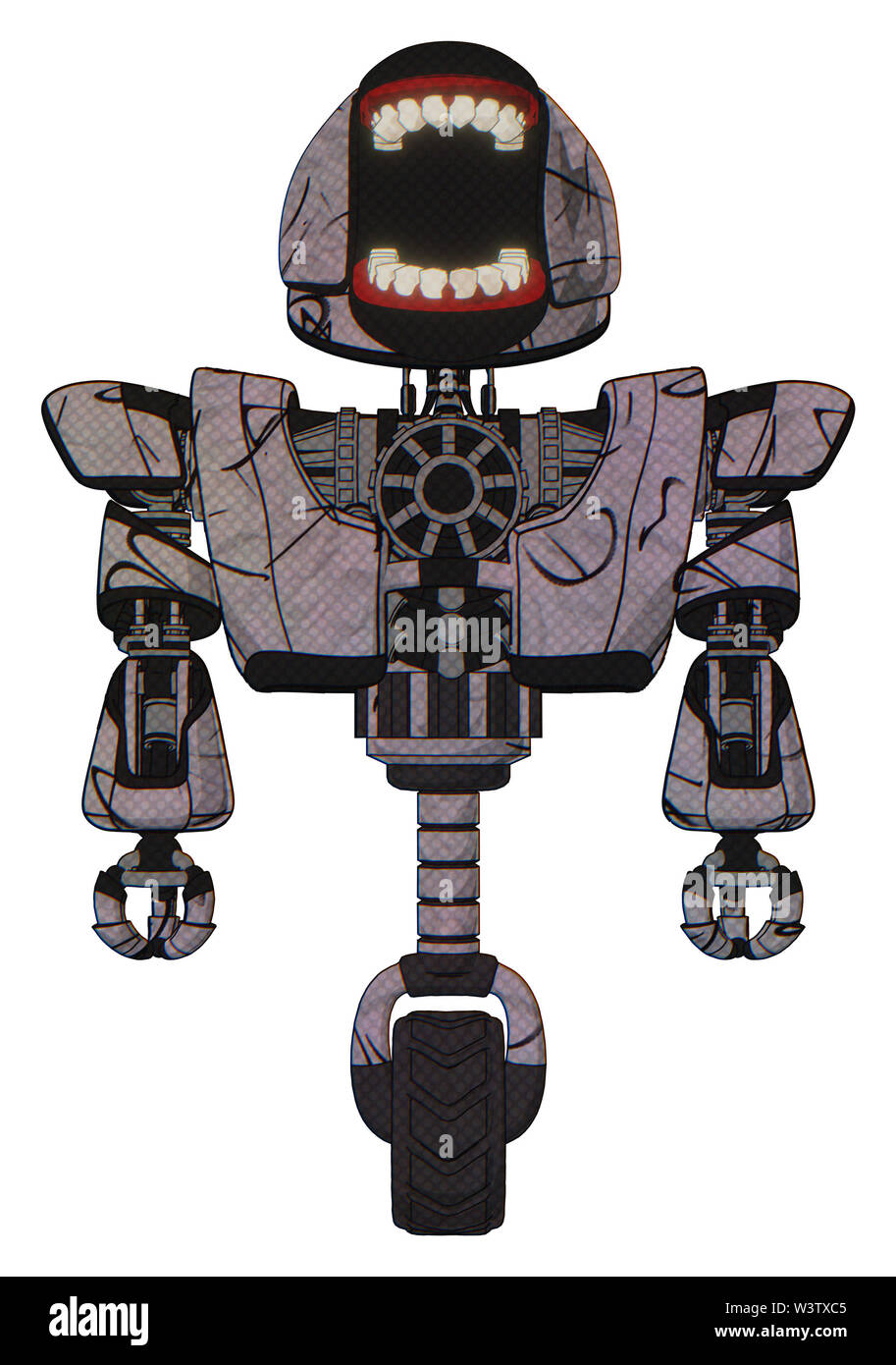 Robot containing elements: chomper head design, heavy upper chest, heavy  mech chest, unicycle wheel. Material: dark sketch doodle. Situation: front  Stock Photo - Alamy