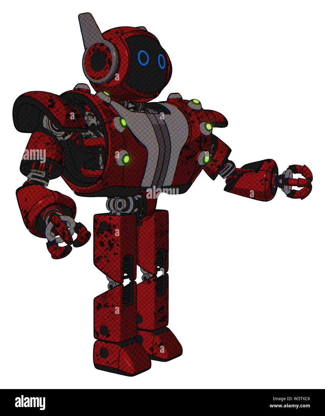 Cyborg containing elements: digital display head, circle eyes, winglets ...
