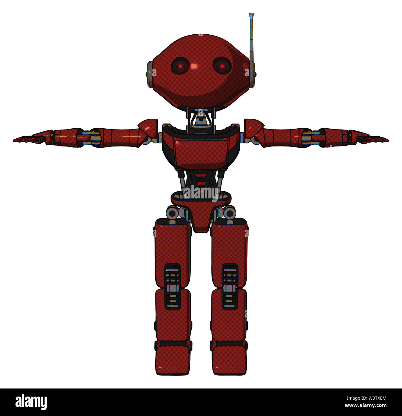 Robot containing elements: oval wide head, small red led eyes, retro ...