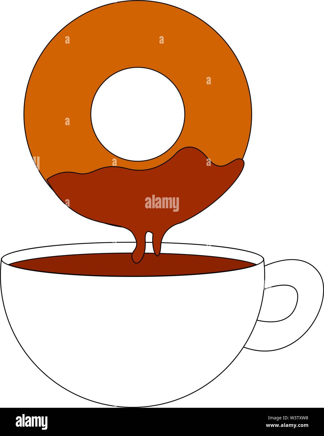 Coffee and donuts, illustration, vector on white background. Stock Vector