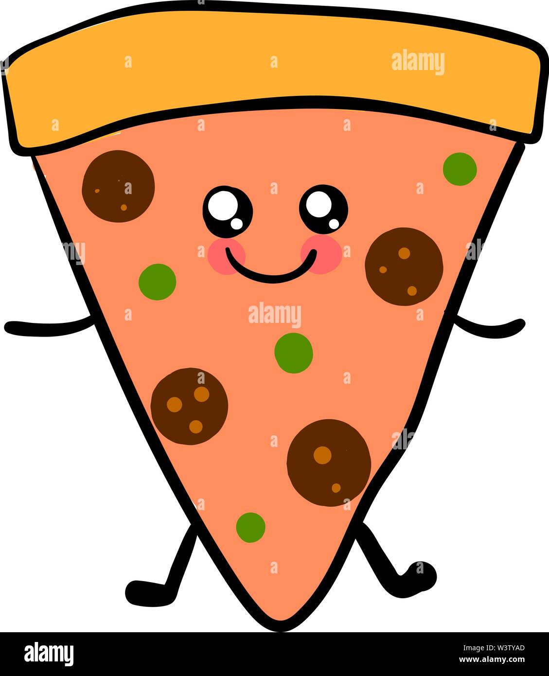 Cute Pizza Slice Illustration Vector On White Background Stock Vector Image Art Alamy