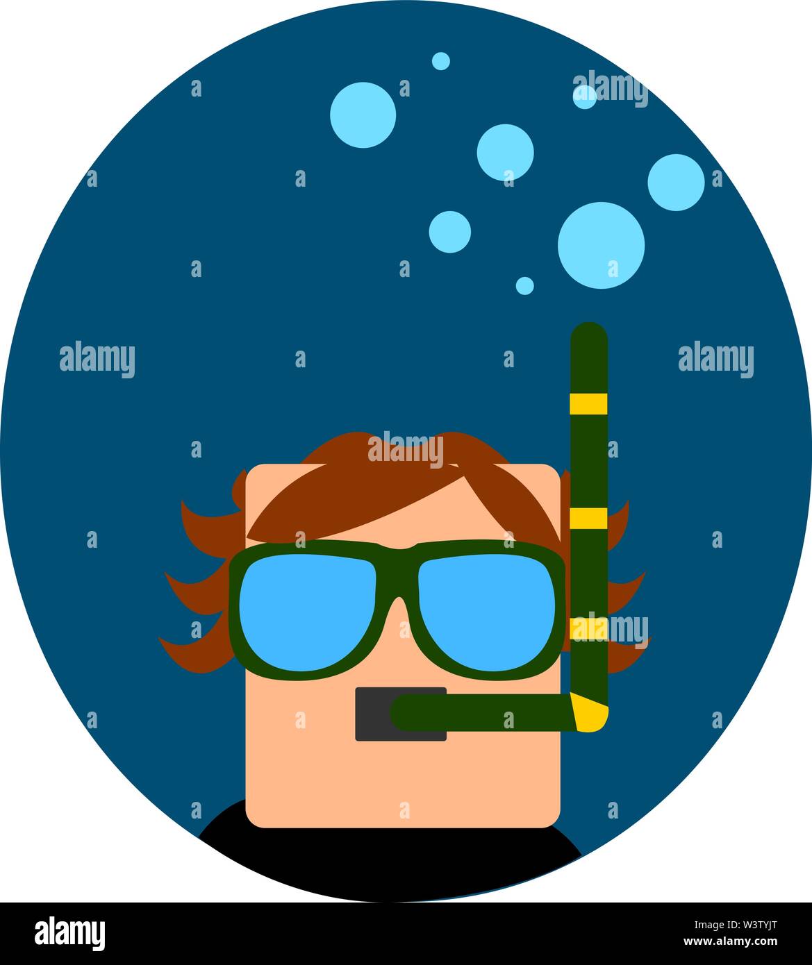 Scuba diver under water, illustration, vector on white background. Stock Vector