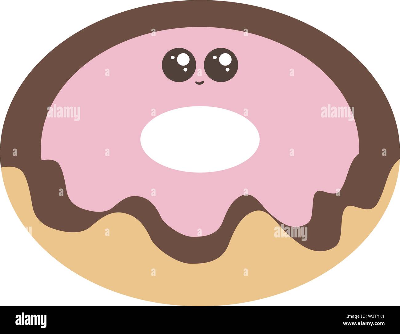 Cute donut with eyes, illustration, vector on white background. Stock Vector