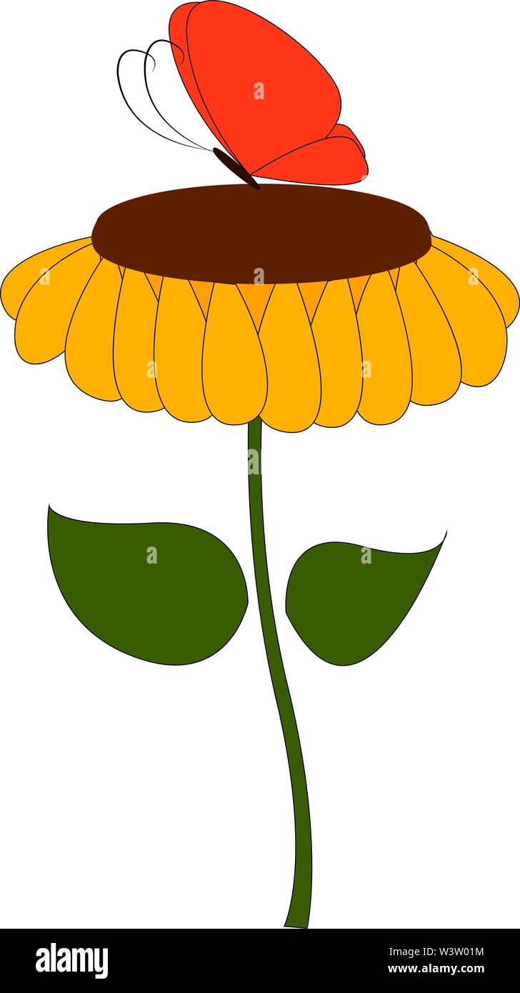 Butterfly on flower, illustration, vector on white background Stock ...