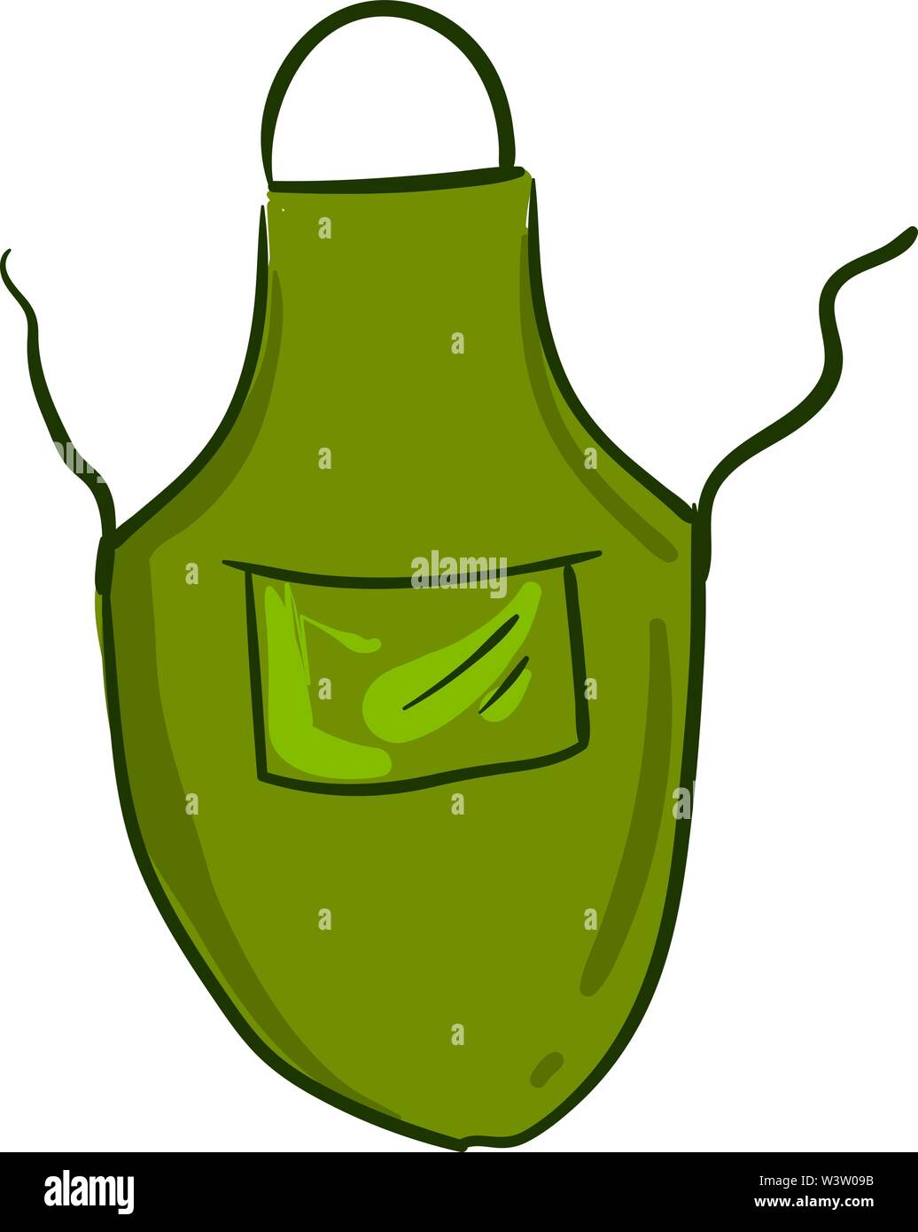 Green kitchen apron, illustration, vector on white background Stock ...