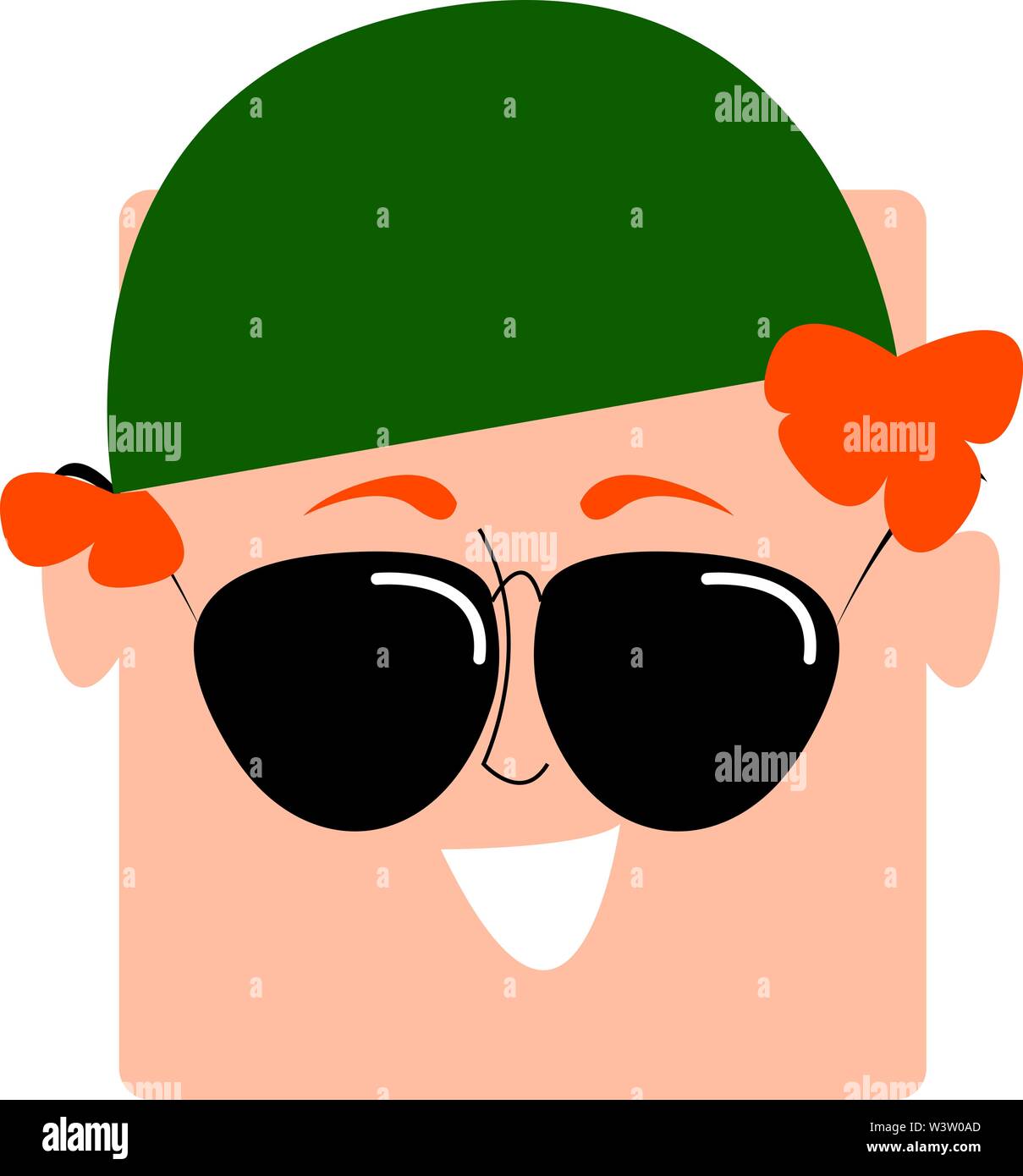 Man with green hat, illustration, vector on white background Stock