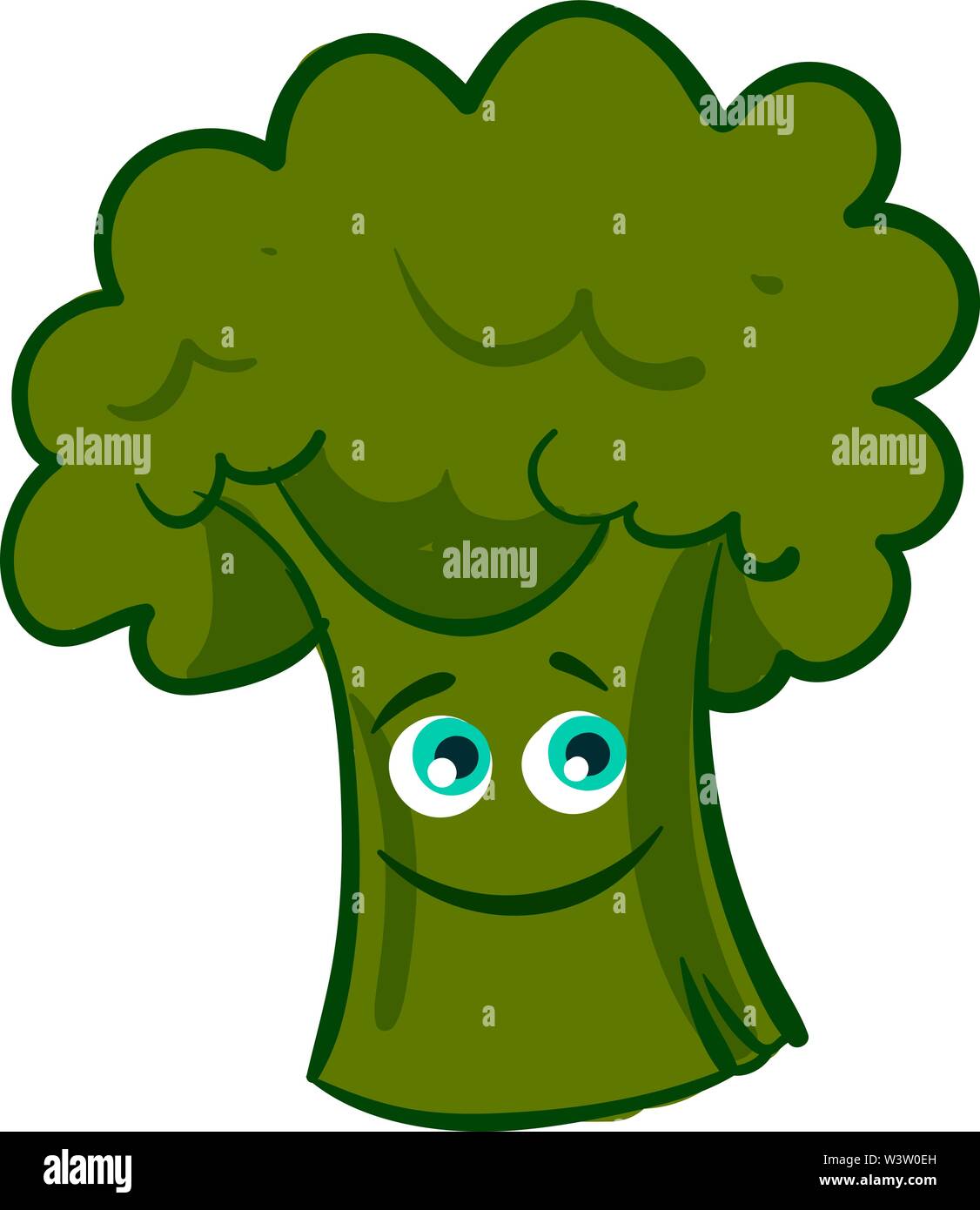 Happy broccoli, illustration, vector on white background Stock Vector