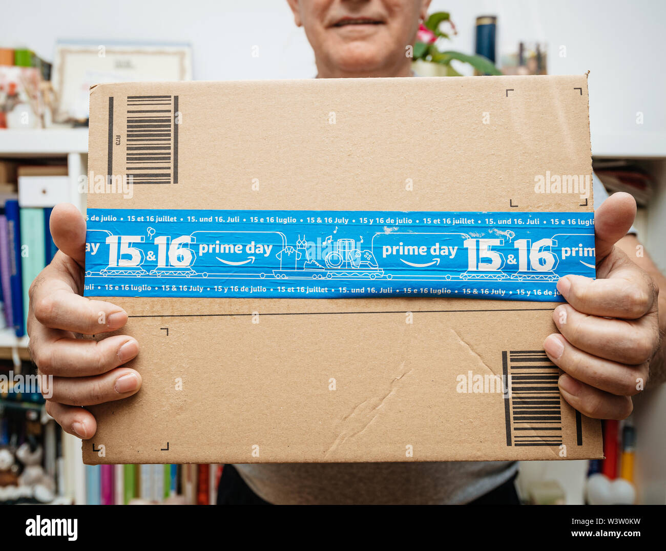 An  Prime box with s signature tape Stock Photo - Alamy