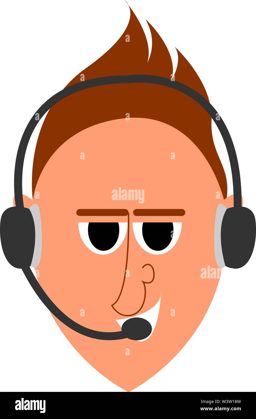 Operater with headset, illustration, vector on white background Stock Vector