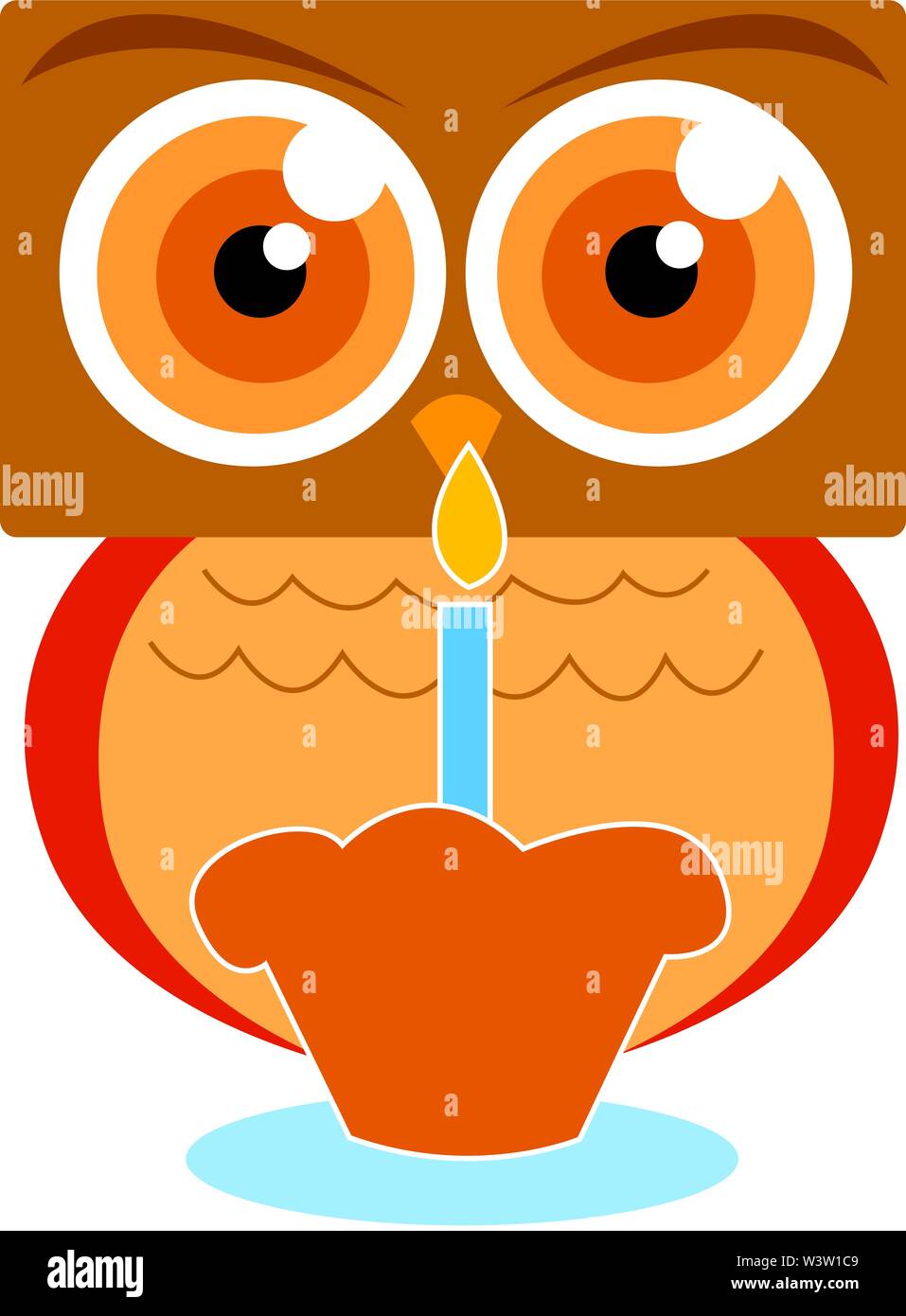 Owl with cake, illustration, vector on white background Stock Vector ...