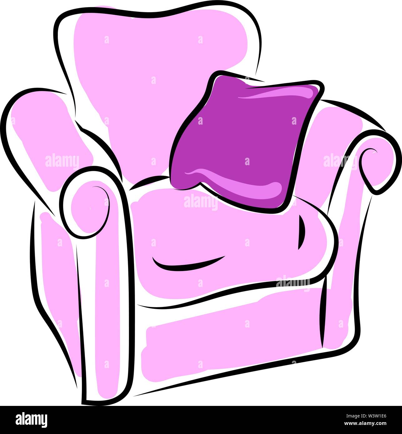 Pink chair drawing, illustration, vector on white background Stock