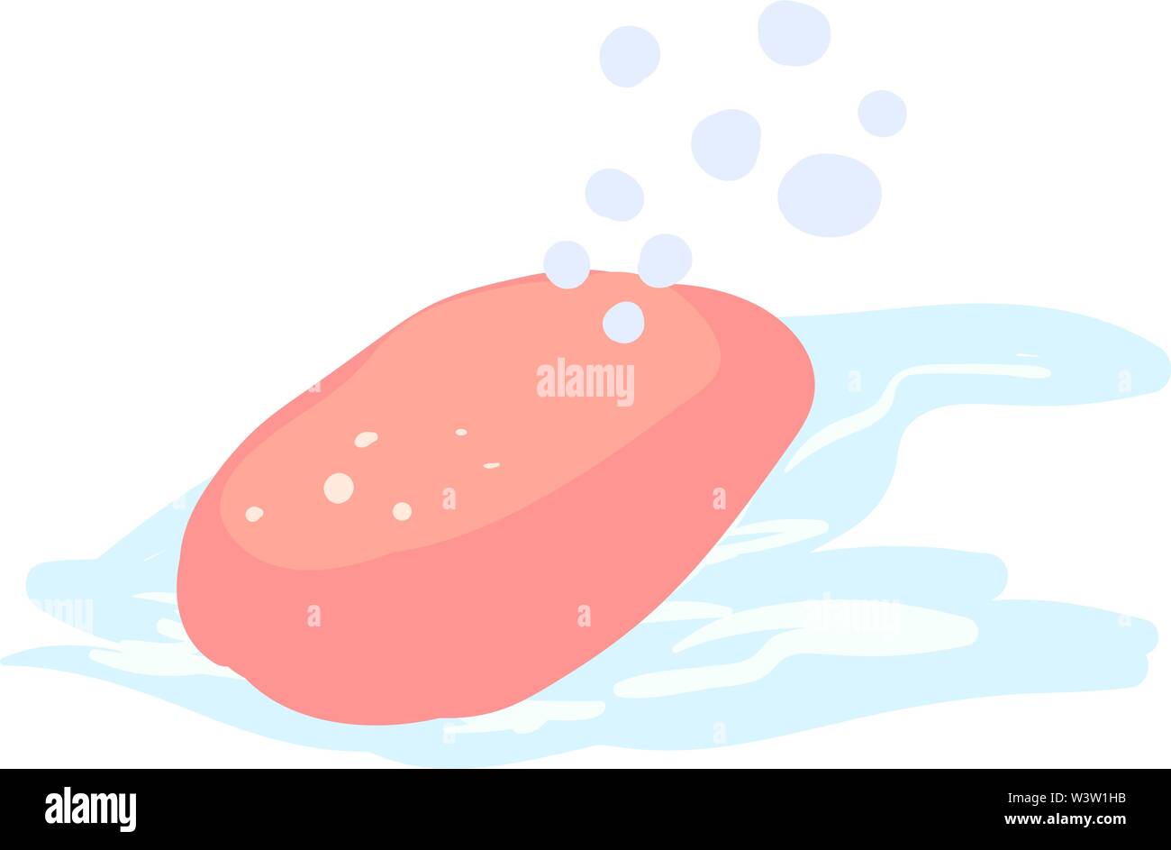 Pink soap and water, illustration, vector on white background Stock Vector