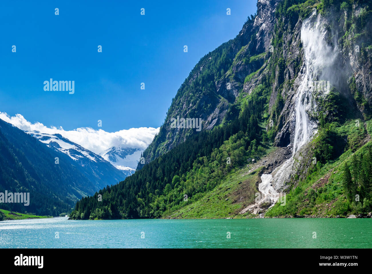 At placere Berolige kalender Nature landscape scenery view of a waterfall in Austria, located in the  idyllic Zillertal Alps Nature Park Stock Photo - Alamy