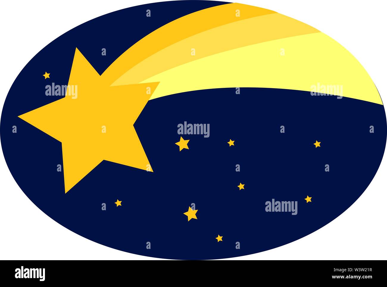 Yellow shooting star, illustration, vector on white background Stock Vector