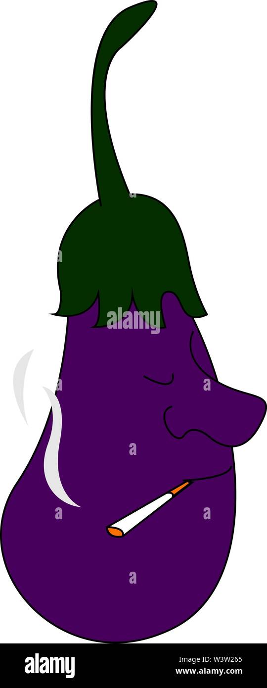 Eggplant smoking, illustration, vector on white background Stock Vector Image
