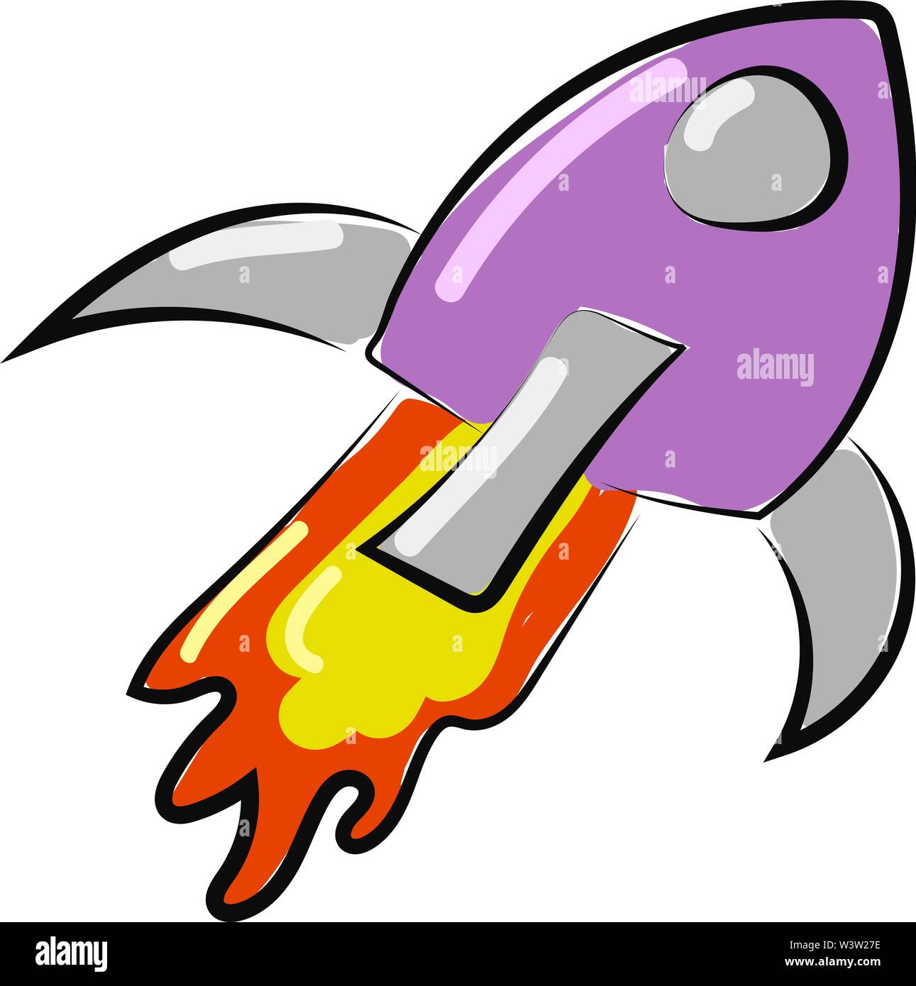 Purple spaceship, illustration, vector on white background Stock Vector