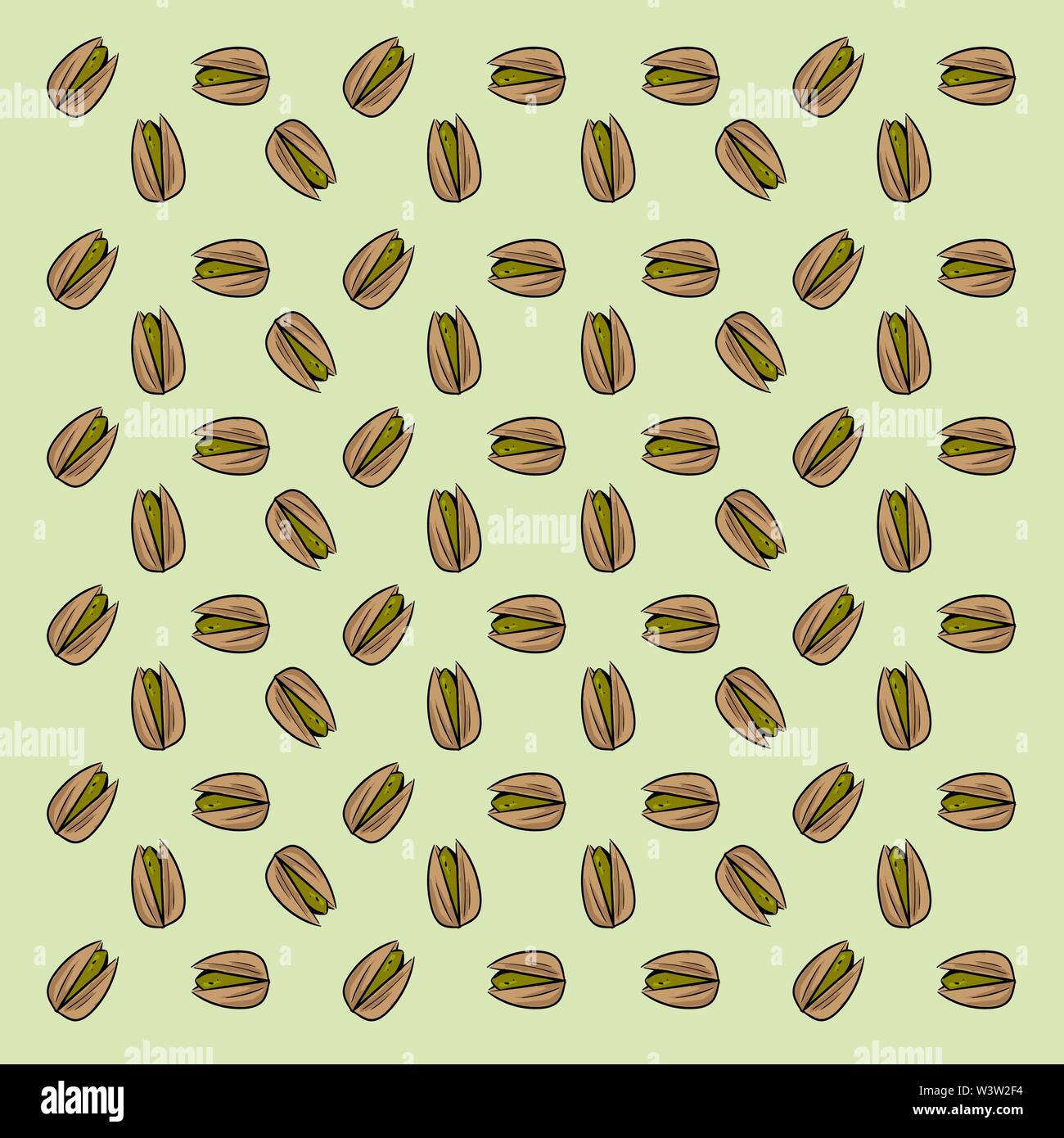 Pistachios wallpaper, illustration, vector on white background Stock Vector