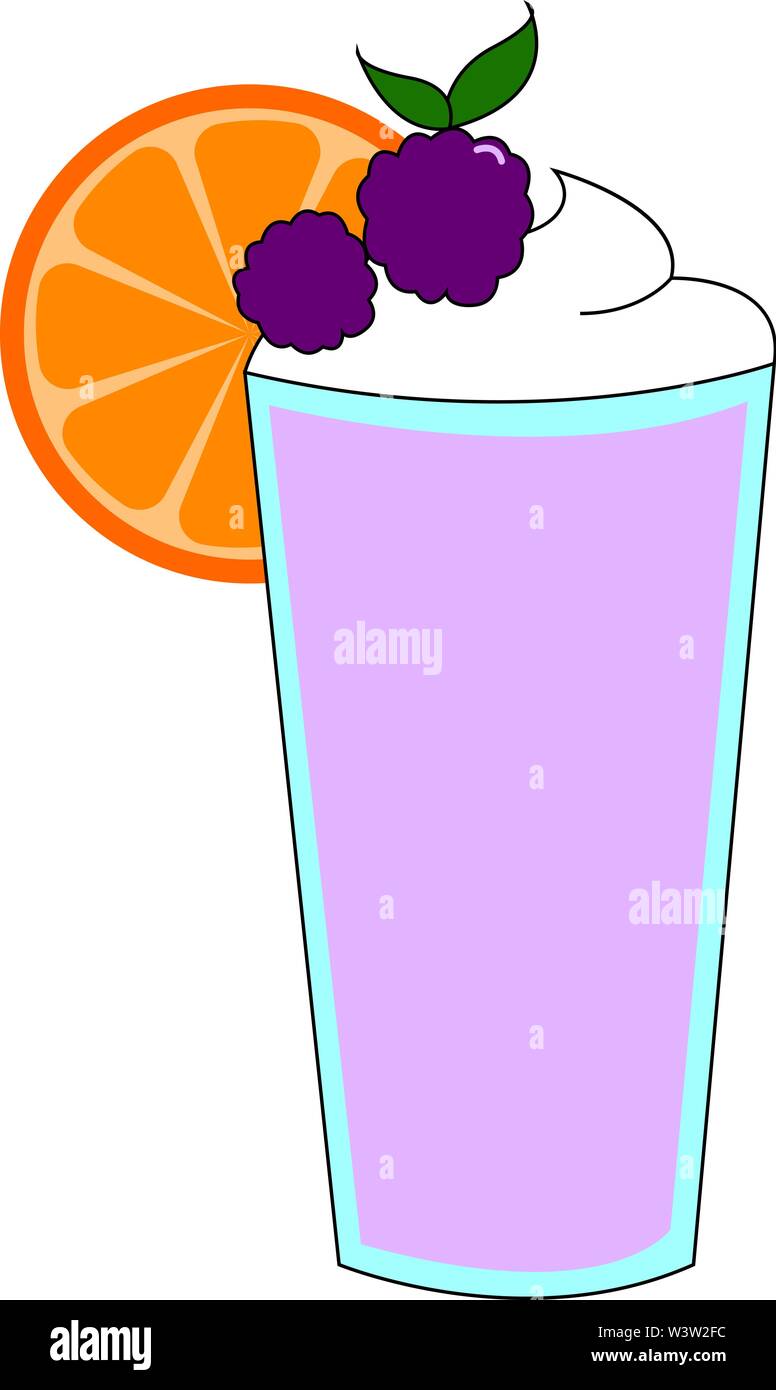 Purple jucie with orange, illustration, vector on white background Stock Vector