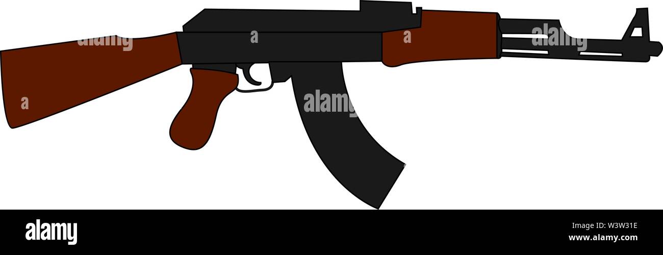 Russian ak-47, illustration, vector on white background. Stock Vector