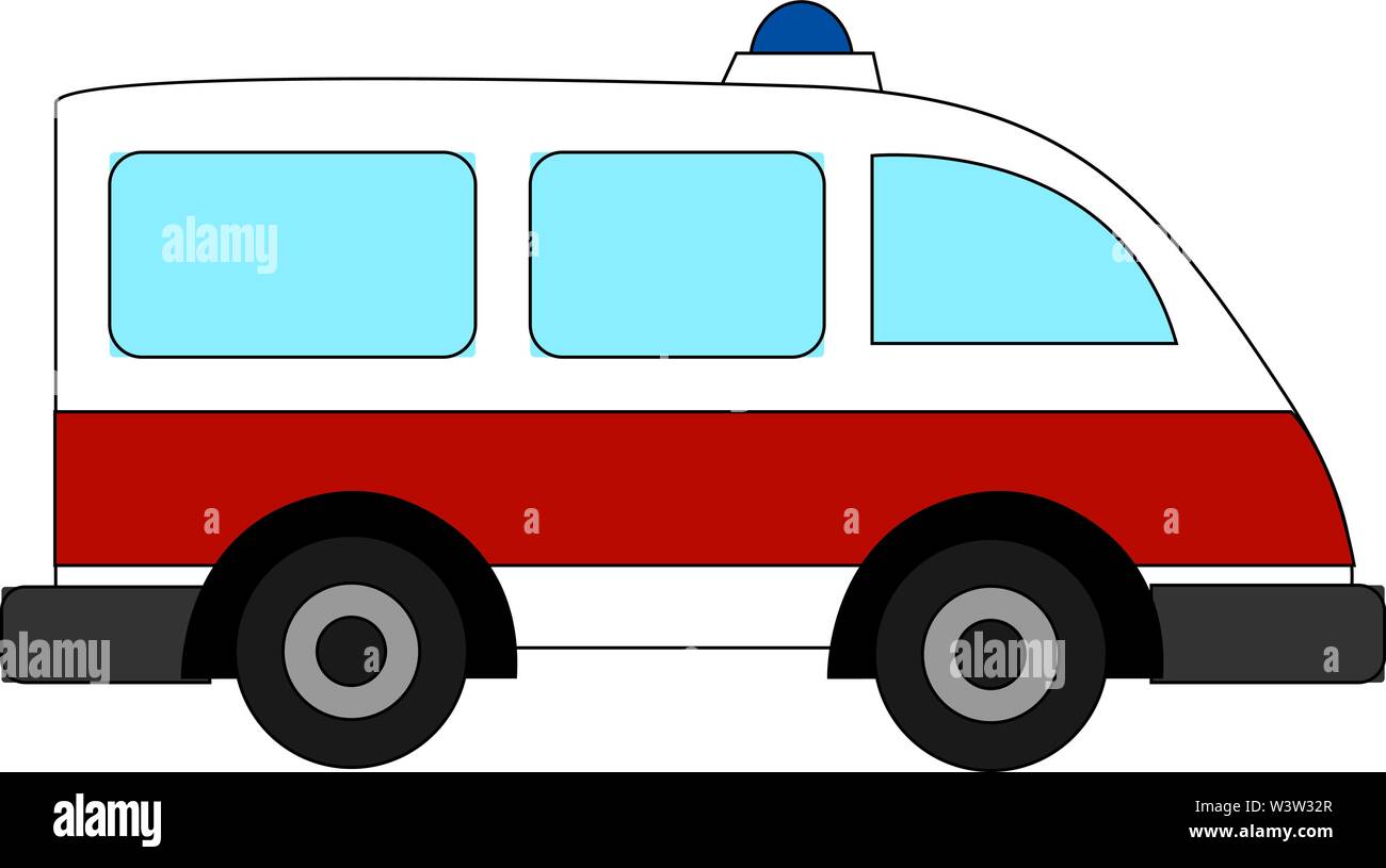 Ambulance car, illustration, vector on white background. Stock Vector
