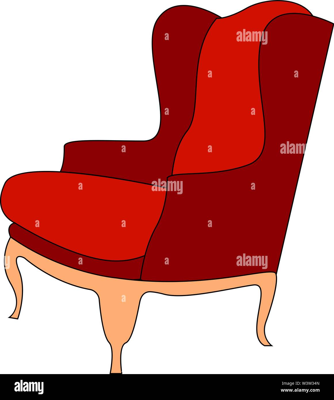 Red armchair, illustration, vector on white background. Stock Vector
