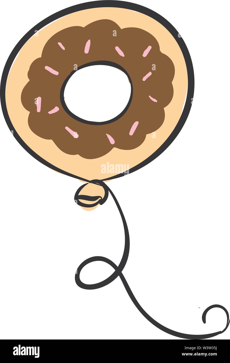 Donut balloon, illustration, vector on white background. Stock Vector