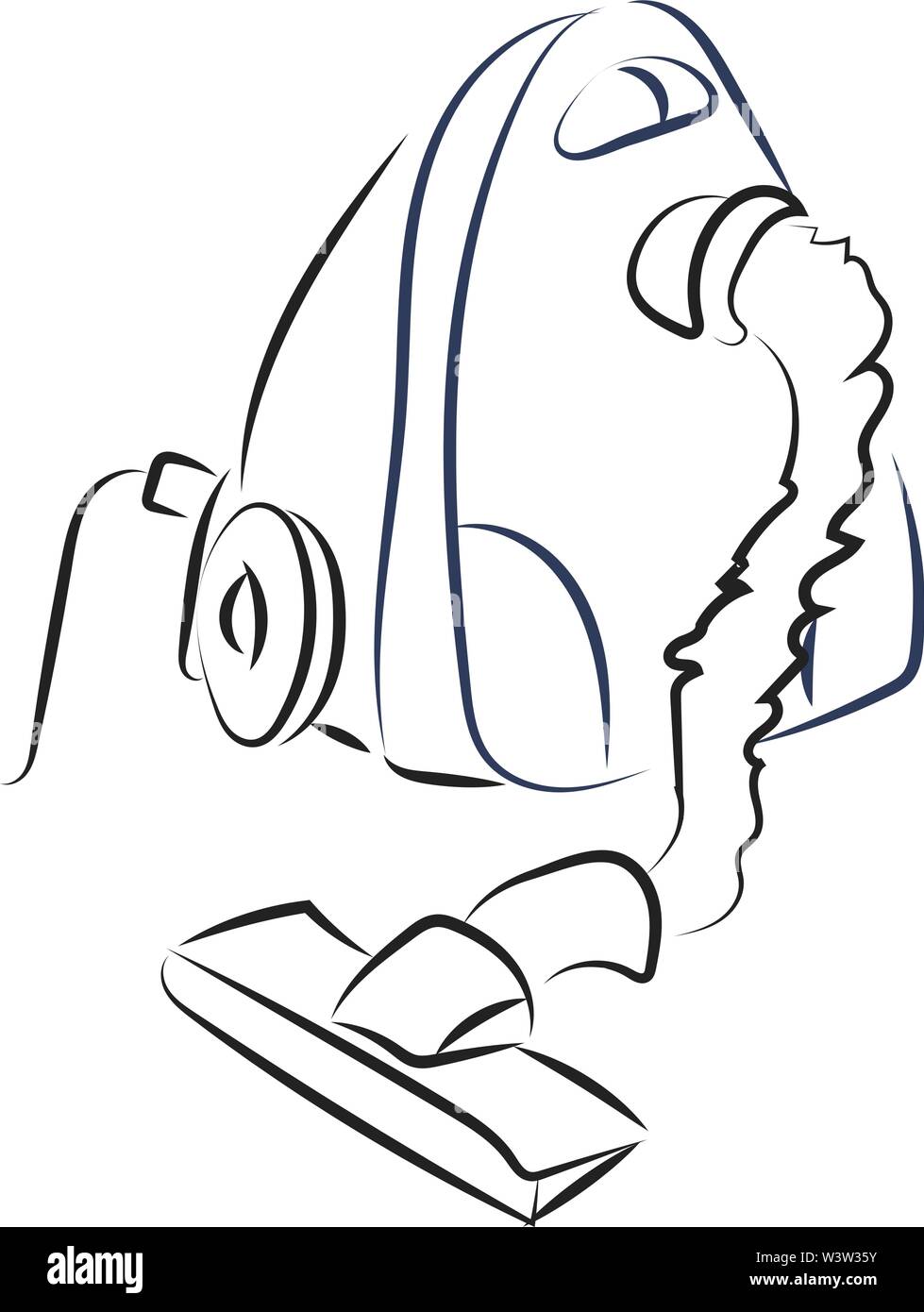 Vacuum cleaner drawing, illustration, vector on white background Stock