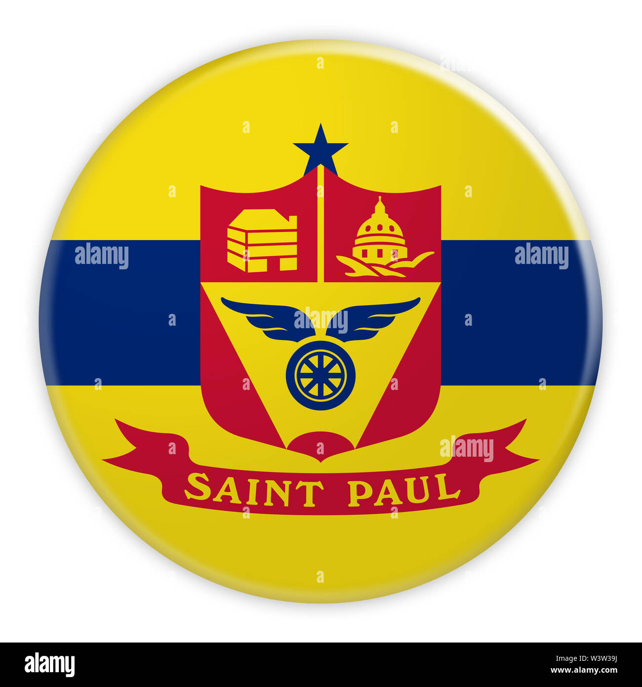 US City Button: Saint Paul, Minnesota Flag Badge, 3d illustration on white background Stock Photo