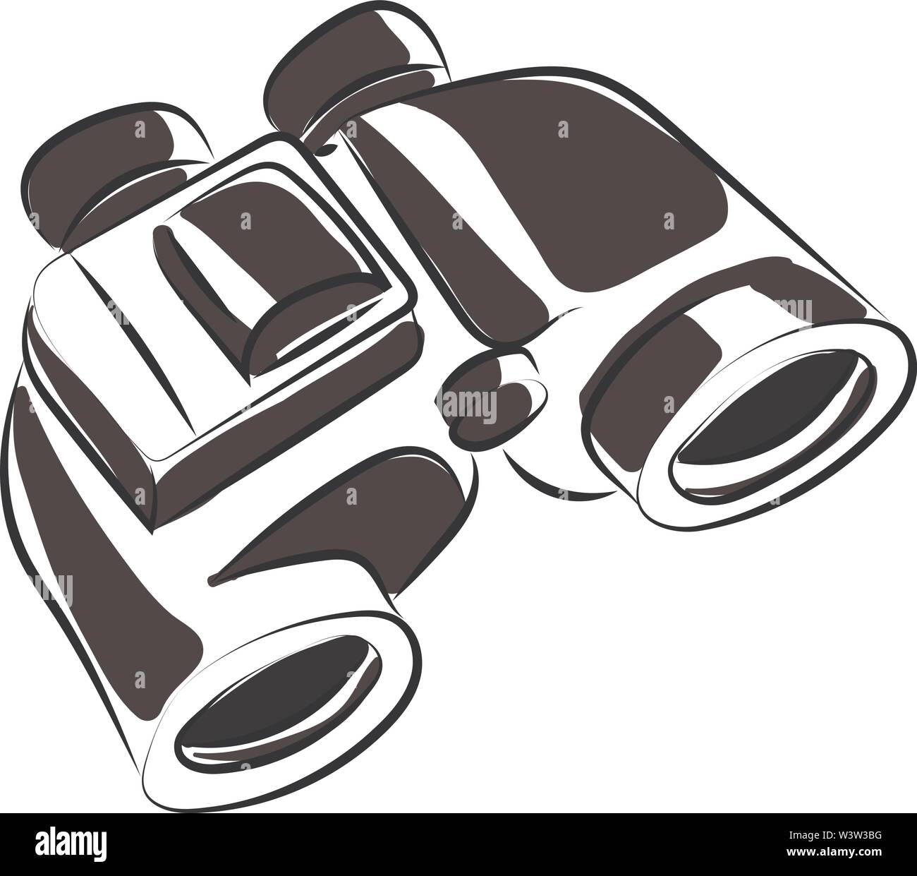 Binoculars drawing, illustration, vector on white background Stock