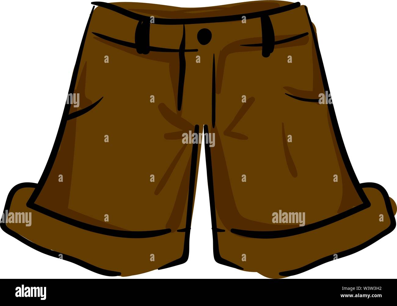 Brown man shorts, illustration, vector on white background. Stock Vector