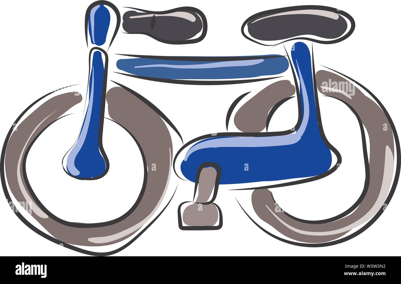 Blue kids bike, illustration, vector on white background Stock Vector