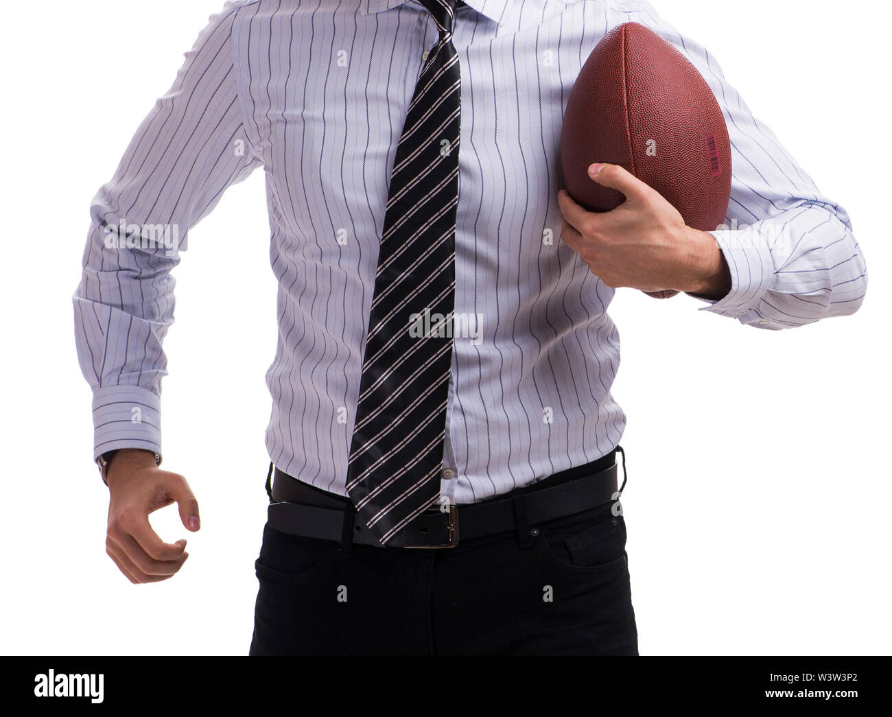 The young businessman with american football isolated on white Stock ...