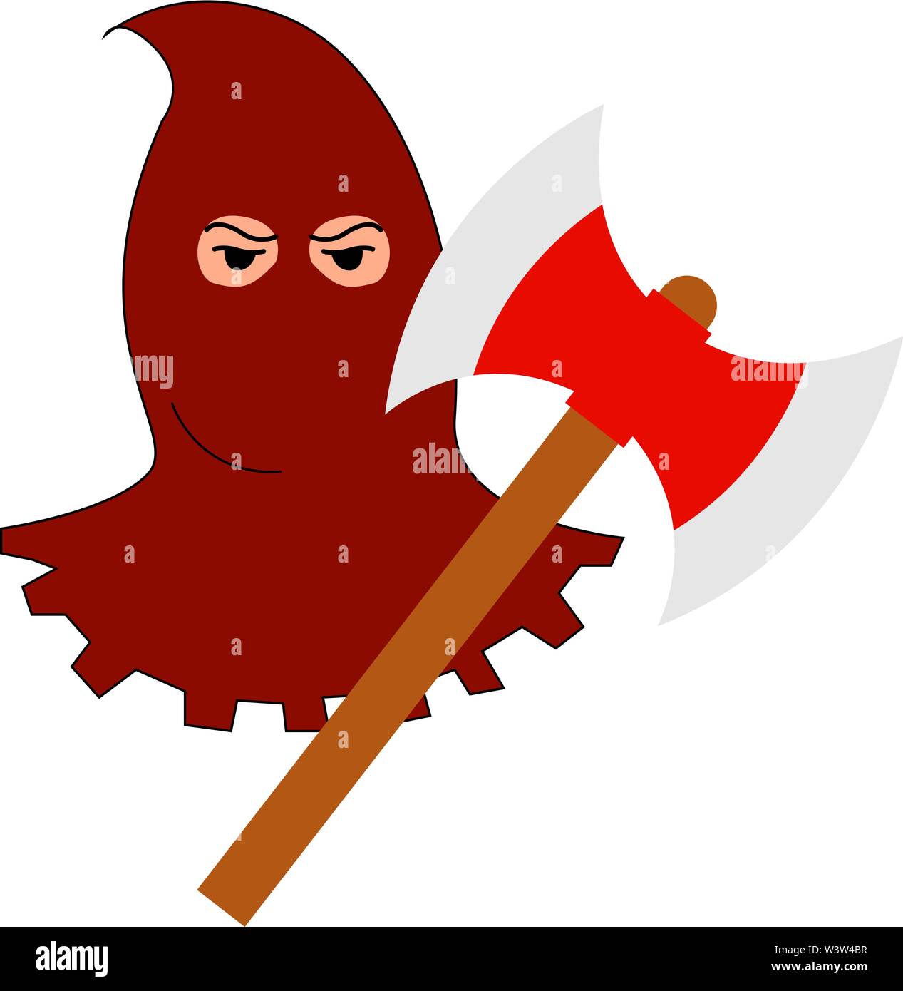 Executioner with axe, illustration, vector on white background. Stock Vector