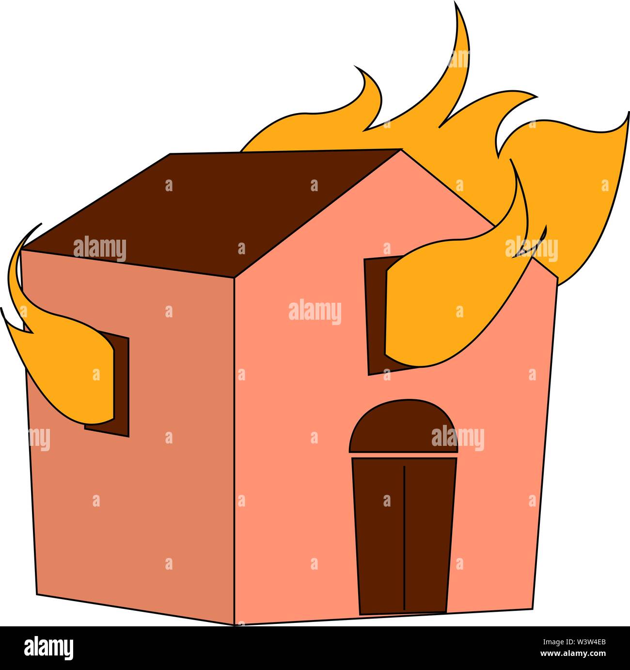 House on fire, illustration, vector on white background Stock Vector