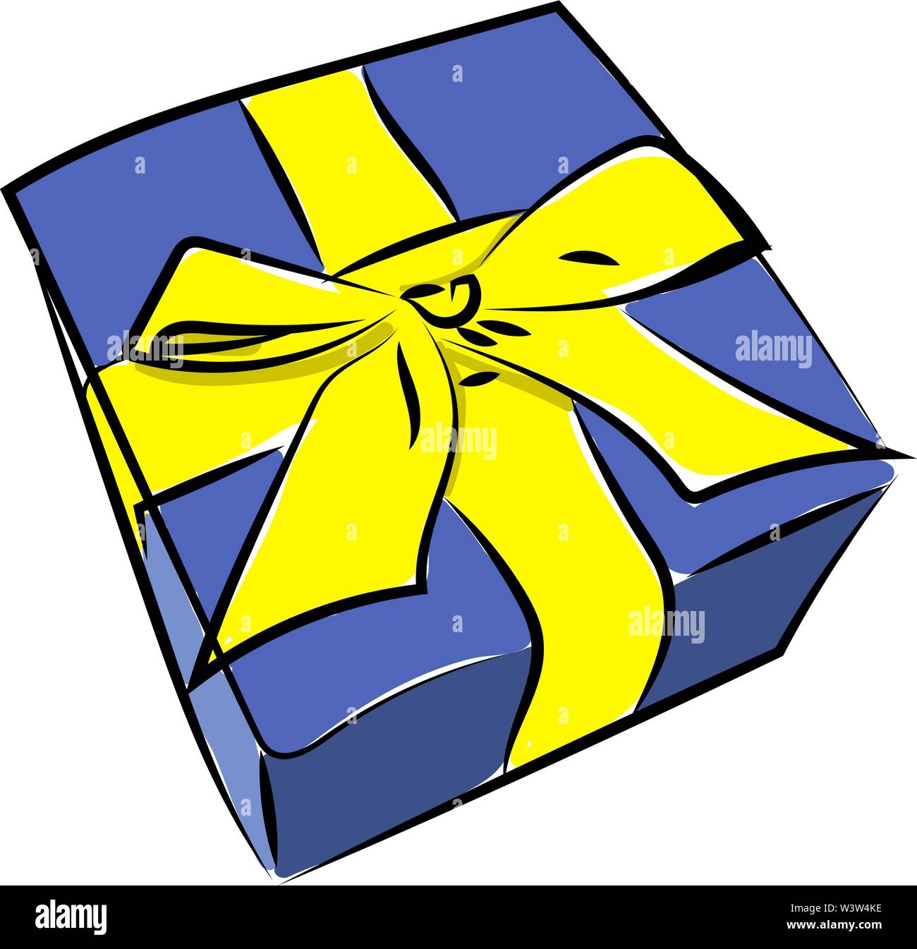 Blue gift box, illustration, vector on white background. Stock Vector