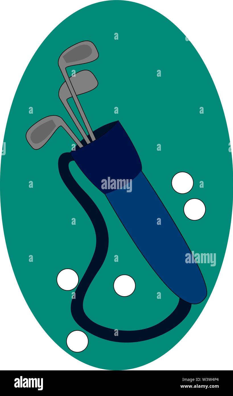Golf clubs, illustration, vector on white background. Stock Vector