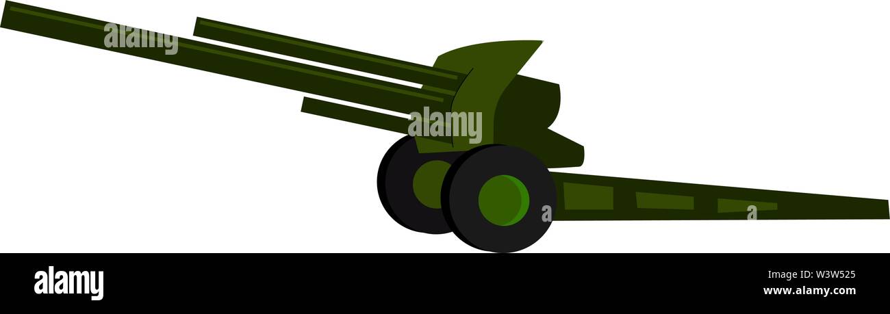 Green howitzer, illustration, vector on white background. Stock Vector