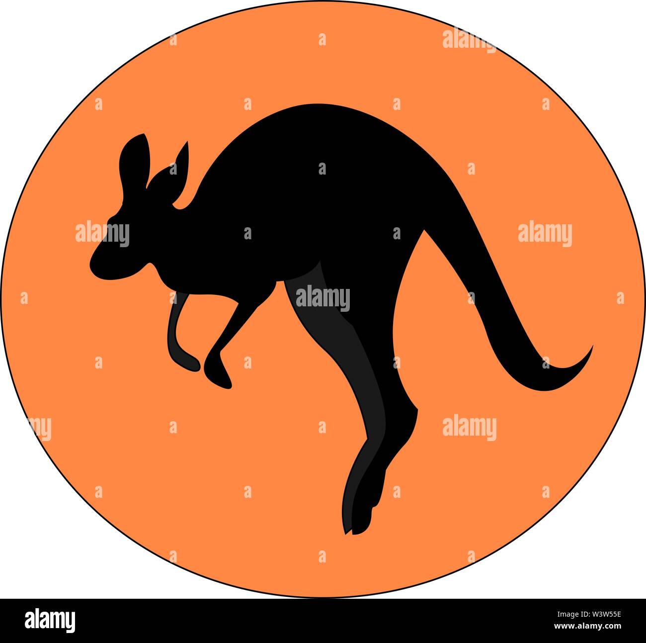 Kangaroo jumping, illustration, vector on white background Stock Vector