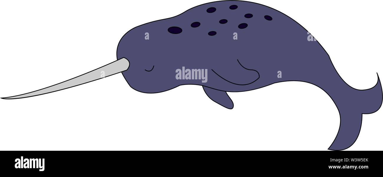 Sleeping narwhal, illustration, vector on white background. Stock Vector