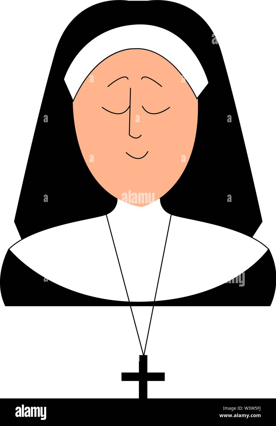 Sleepy nun, illustration, vector on white background. Stock Vector