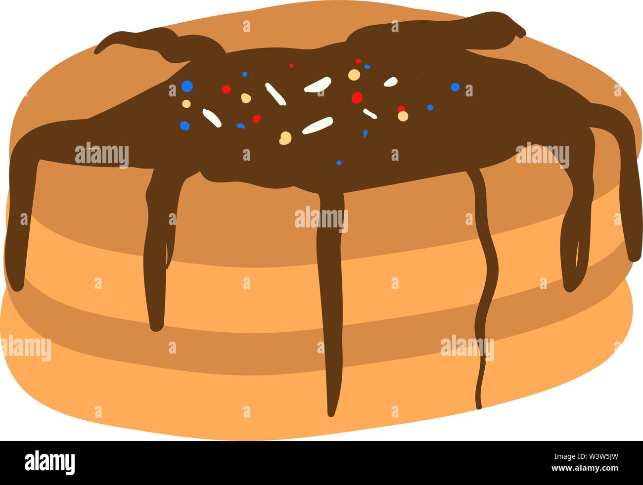 Pancake with chocolate, illustration, vector on white background. Stock Vector