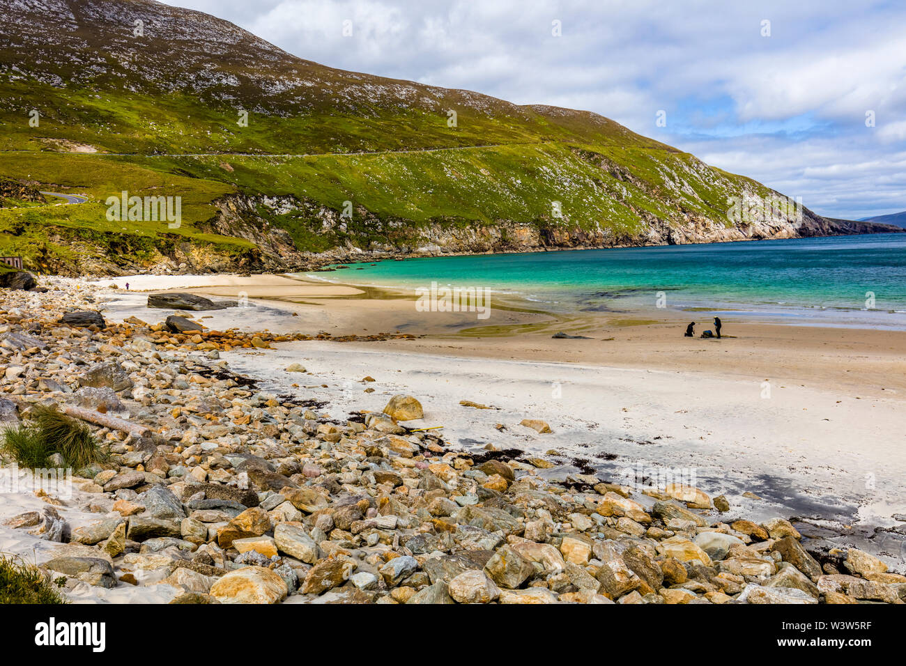 Keem Bay and beach on the Wild Atlantic Way on Achill Island in County Mayo Ireland Stock Photo