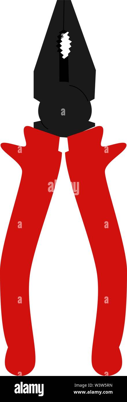 Red pliers, illustration, vector on white background. Stock Vector